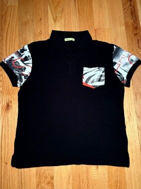 Versace Animal Print Black Polo Shirt